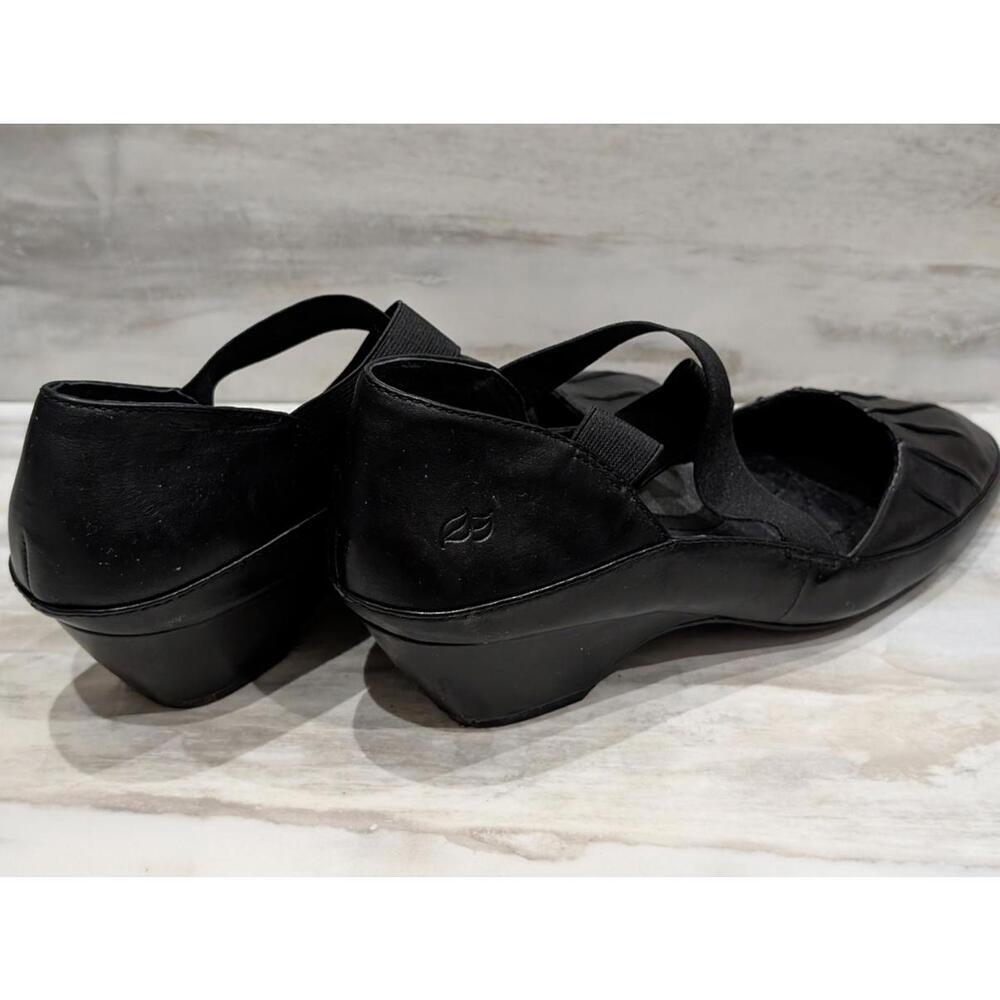 Nurture Black Leather Flats with Elastic Cross Straps 10M - Picture 5 of 7
